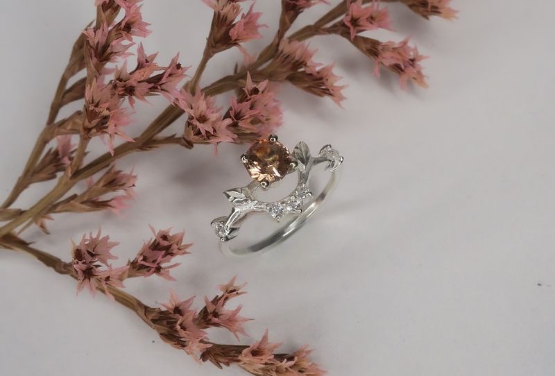 Zircon Leaf Ring