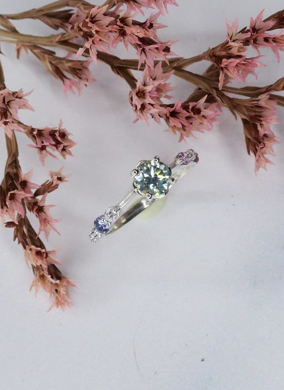 Moissanite &amp; Sapphire Ring
