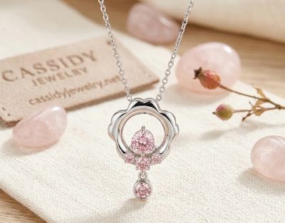 White gold Sakura Pendant