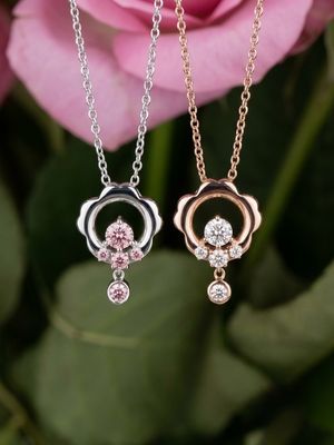 White gold Sakura Pendant