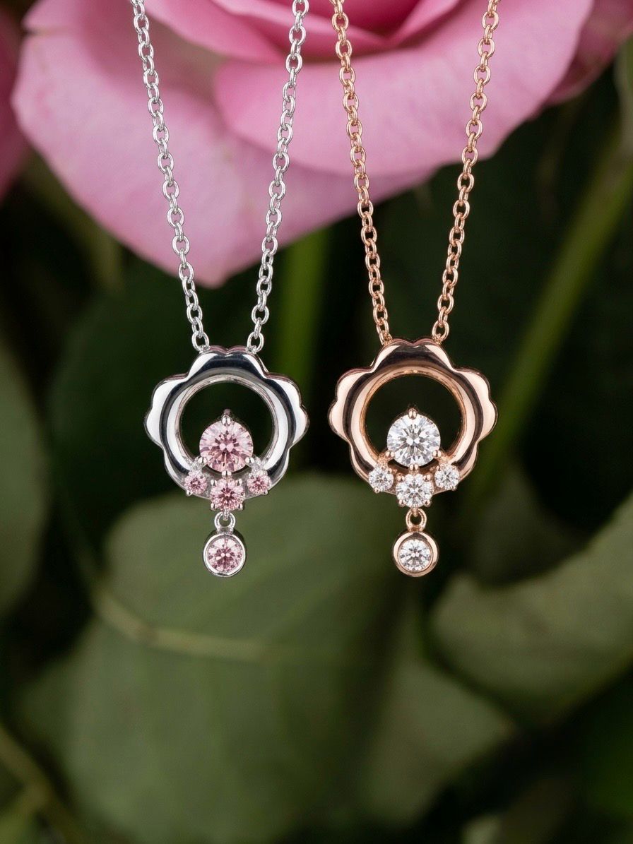 White gold Sakura Pendant