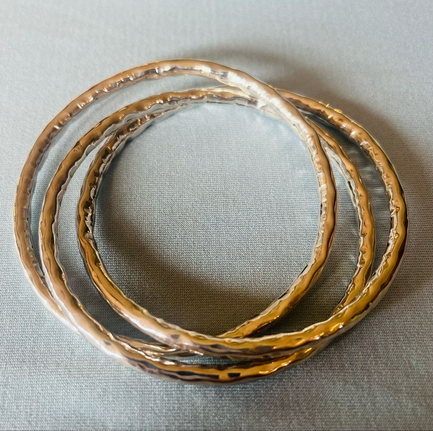 3 Intertwined Hammered Bangles