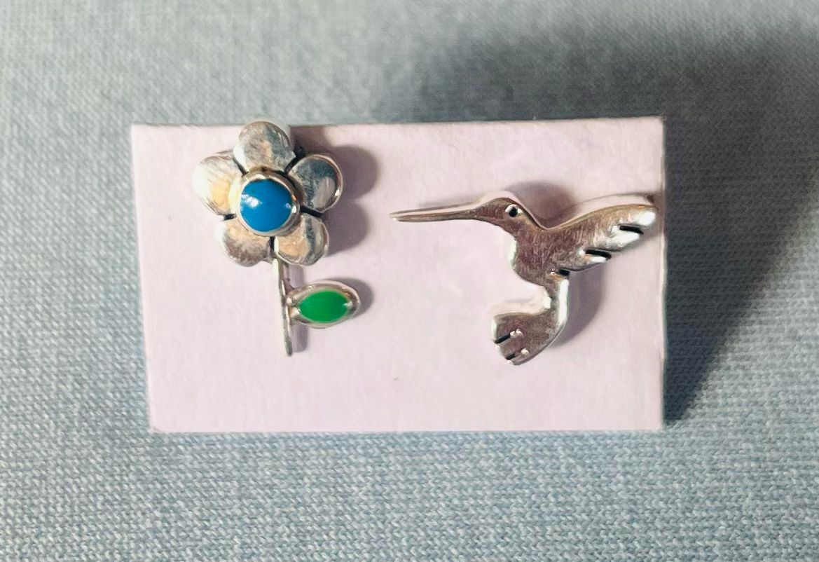 Hummingbird &amp; Flower Earrings