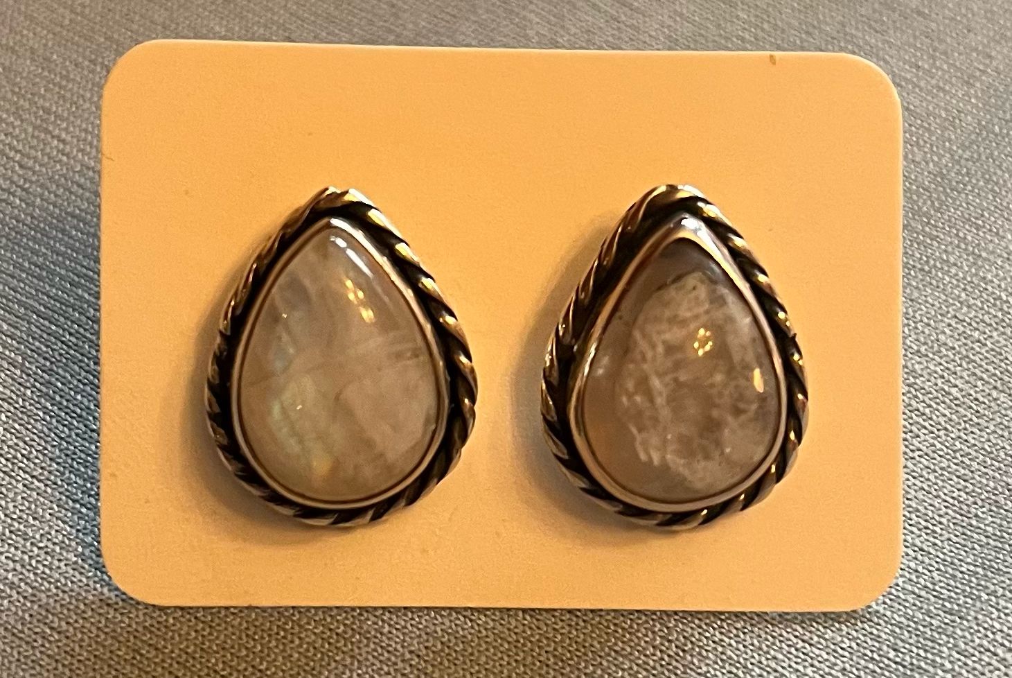 Moonstone Braided Teardrop Posts