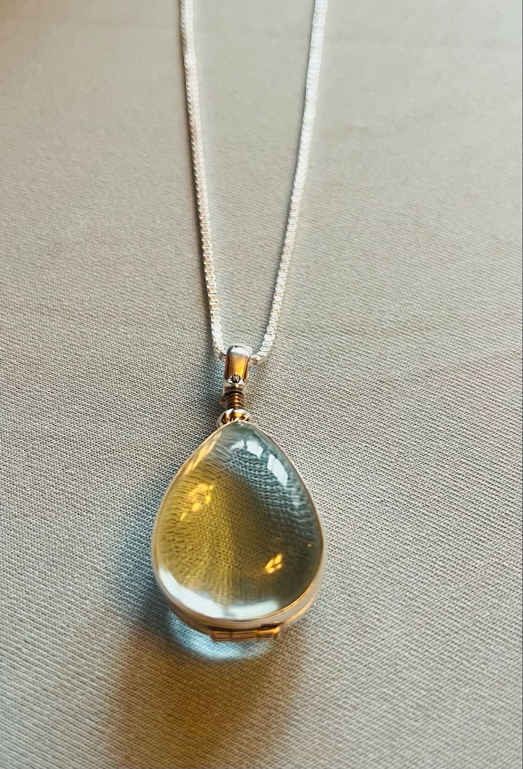 See-Through Pale Blue Teardrop Locket