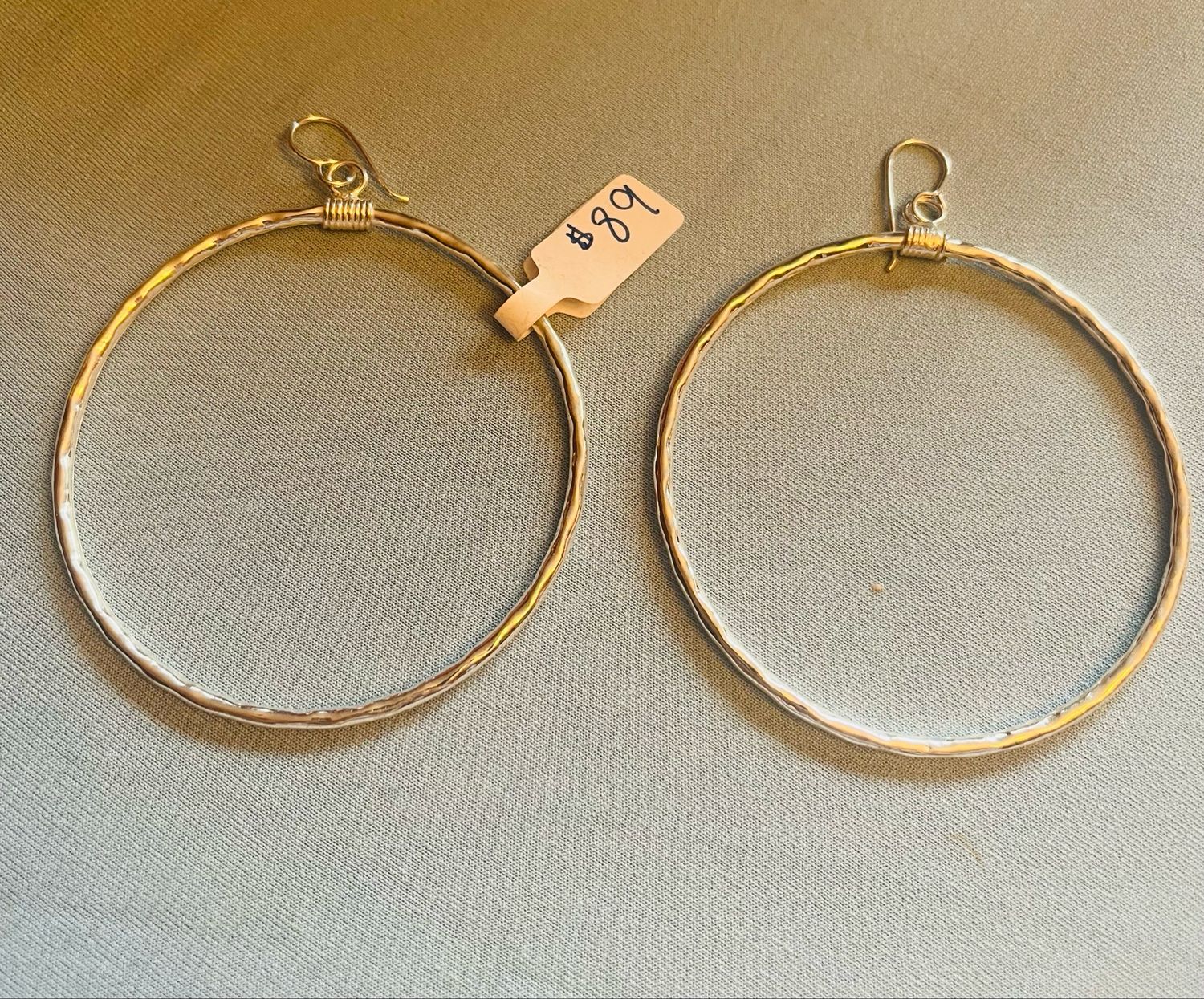 Very Large Hammered Dangly Hoops