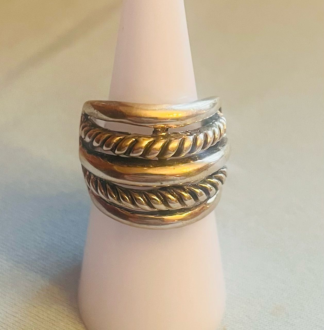 Chunky Plain &amp; Roped Ring Size 7
