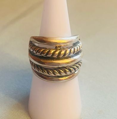 Chunky Plain &amp; Roped Ring Size 7
