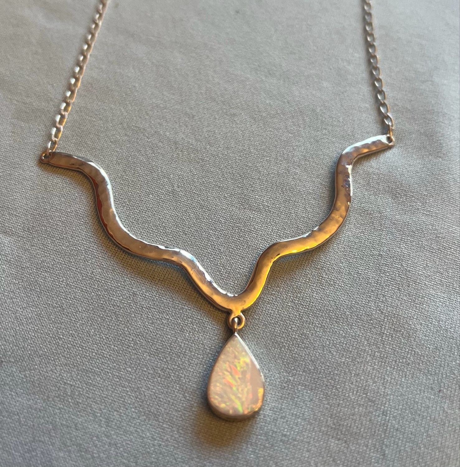White Lab Opal Necklace
