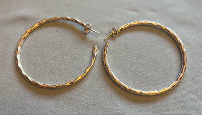 Large Thin Hammered Post Hoops