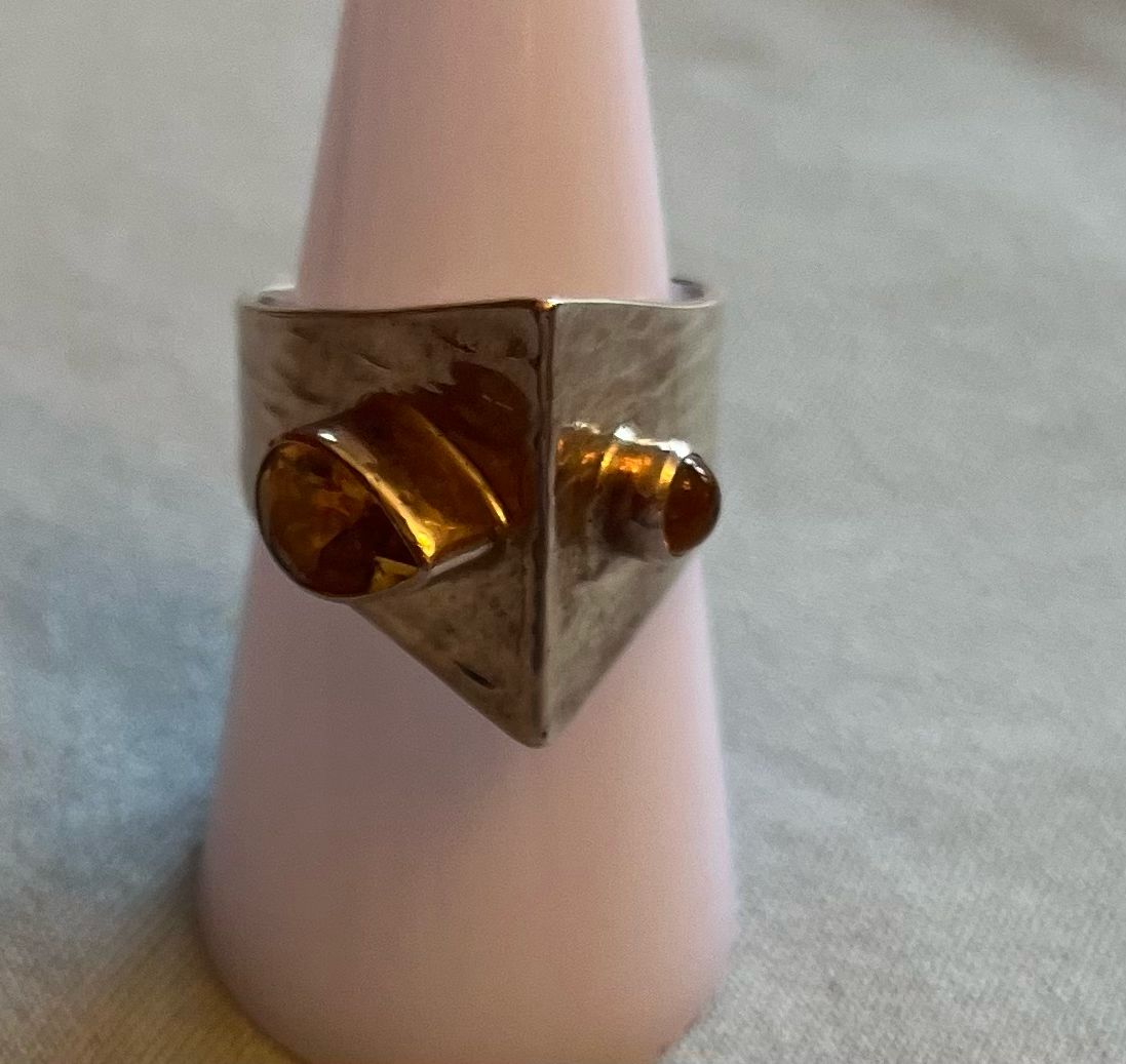 Circle-Triangle Citrine Ring Size 8