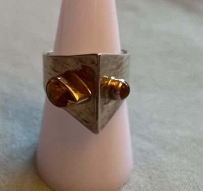Circle-Triangle Citrine Ring Size 8