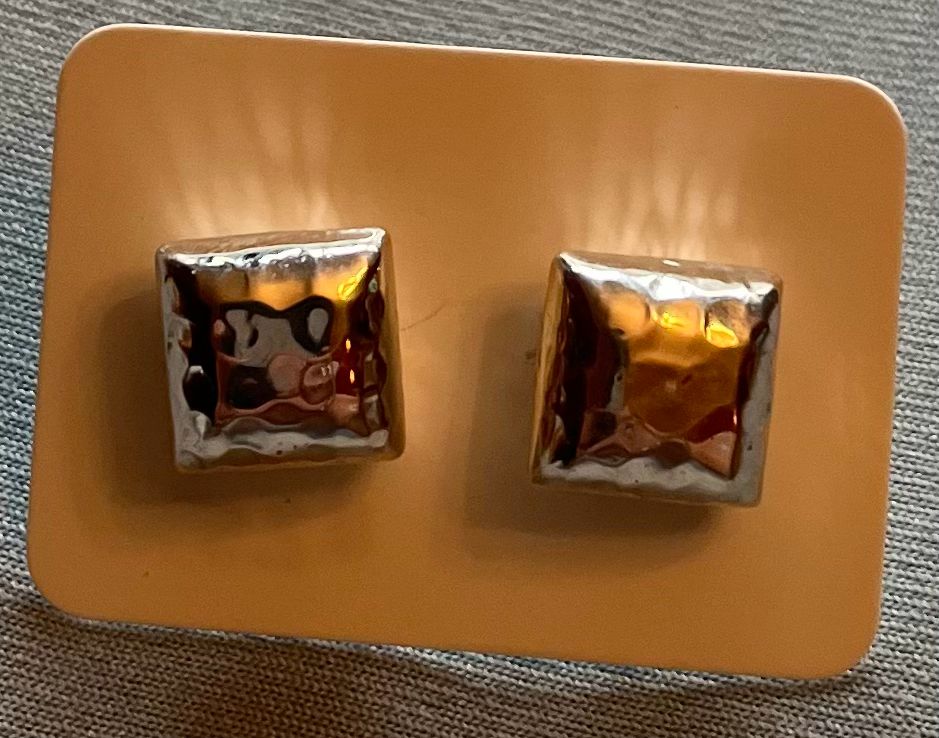 Small Hammered Squares Post Earrings