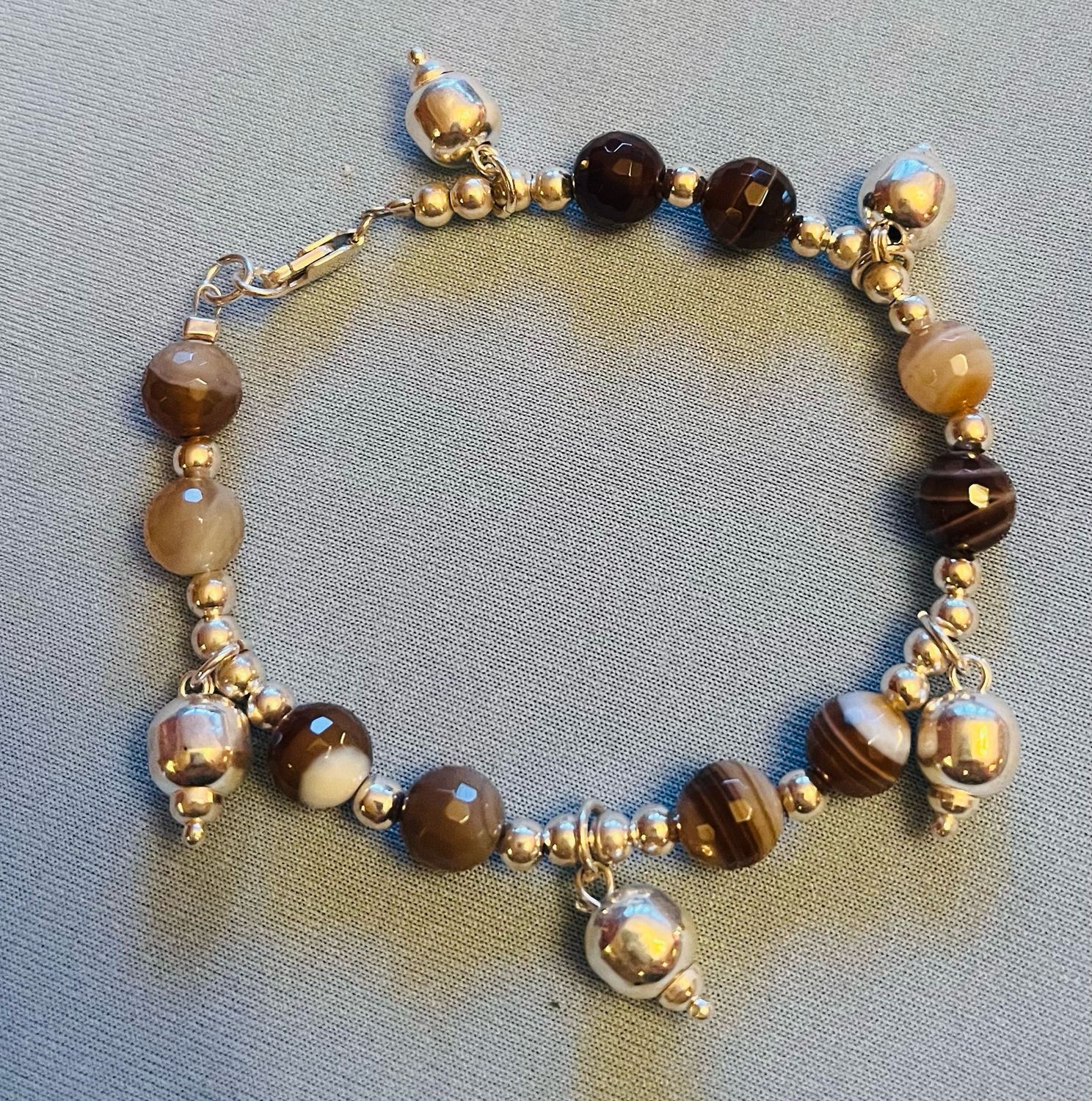 Browns Beiges Sterling Balls Bracelet