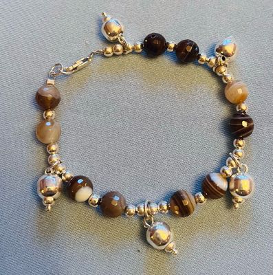 Browns Beiges Sterling Balls Bracelet
