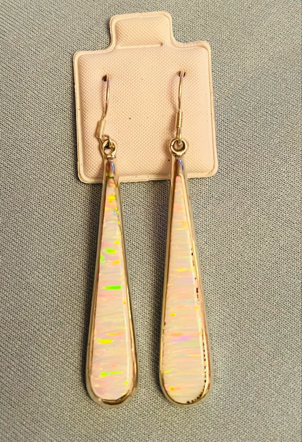 White Lab Opal Long Thin Teardrops