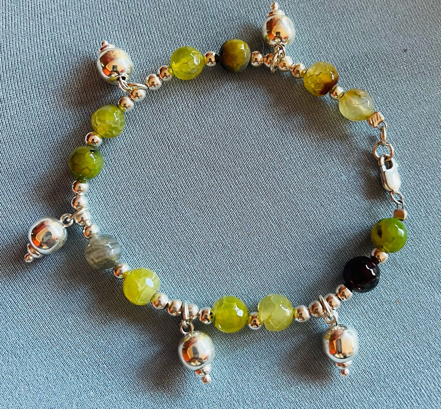 Lime Green &amp; Silver Balls Bracelet