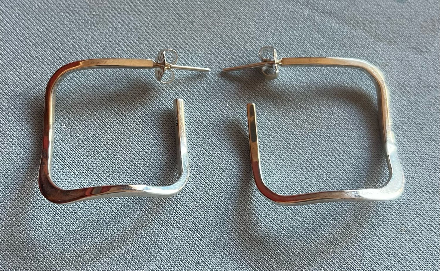 Square Hoops Post Earrings