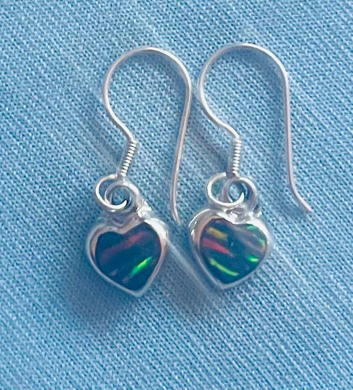Tiny Reddish Orangey Lab Opal Hearts