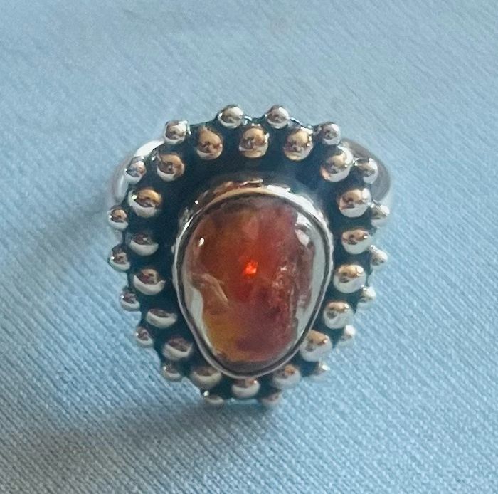 Mexican Fire Opal Ring Size 6