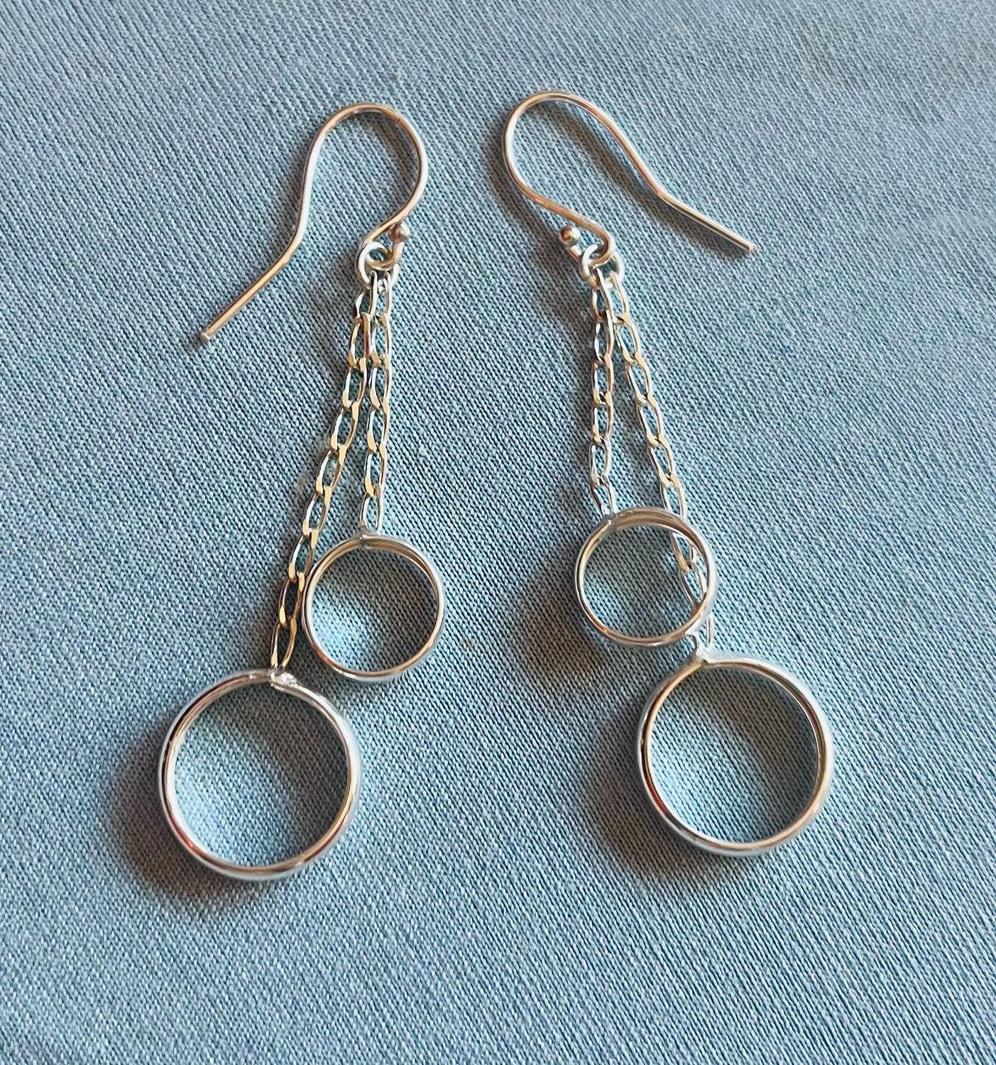 2 Circles On Chains Earrings