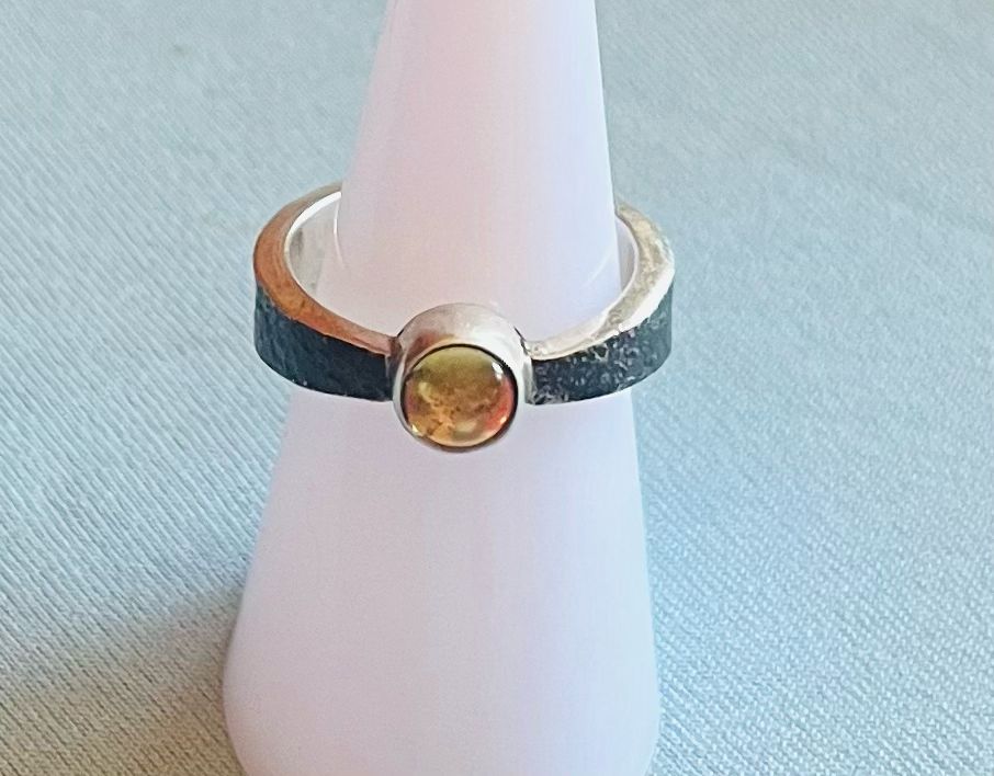 Oxidized Band With Citrine Size 7 or 8