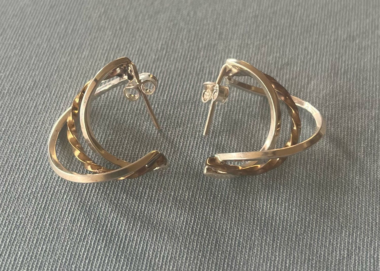 Silver &amp; Gold Twisty Hoops