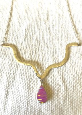 Pink Lab Opal Necklace 17”