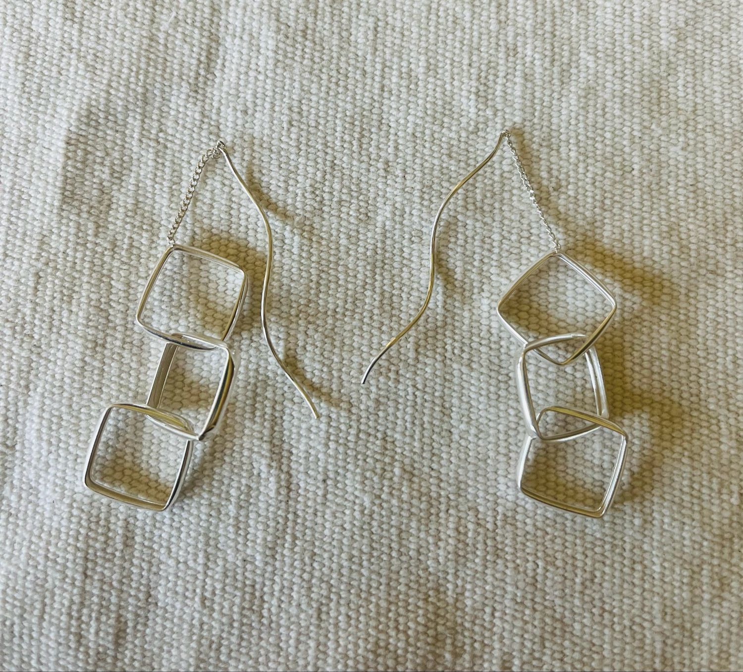 3 Dangly Squares Threader Earrings