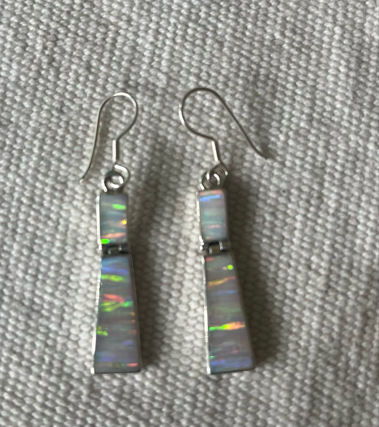 White Lab Opal Hinge Earrings