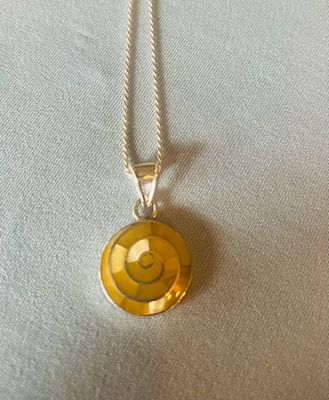 Yellow Circle Mother of Pearl Necklace