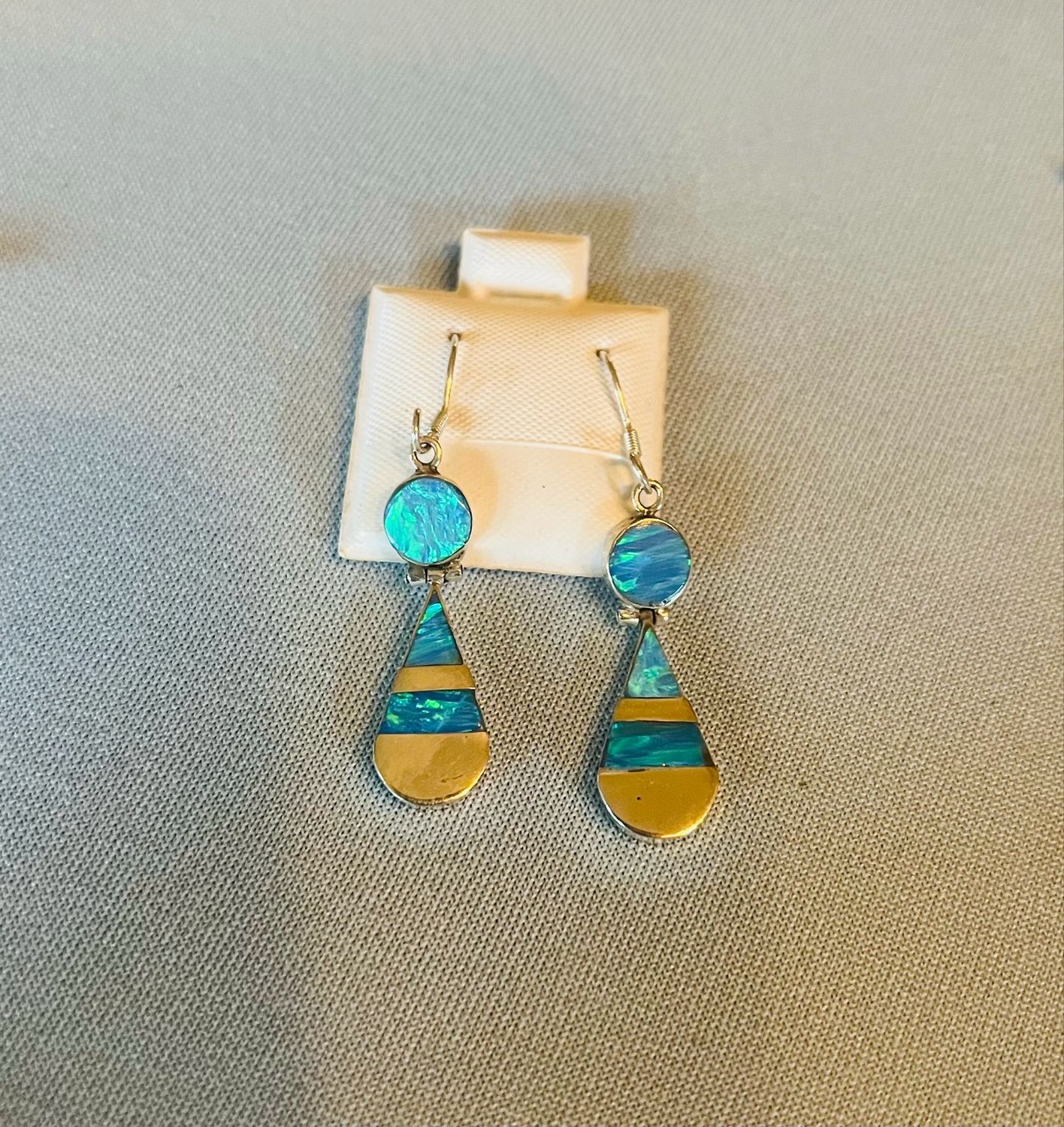 Blue Opal Circle &amp; Drop Earrings