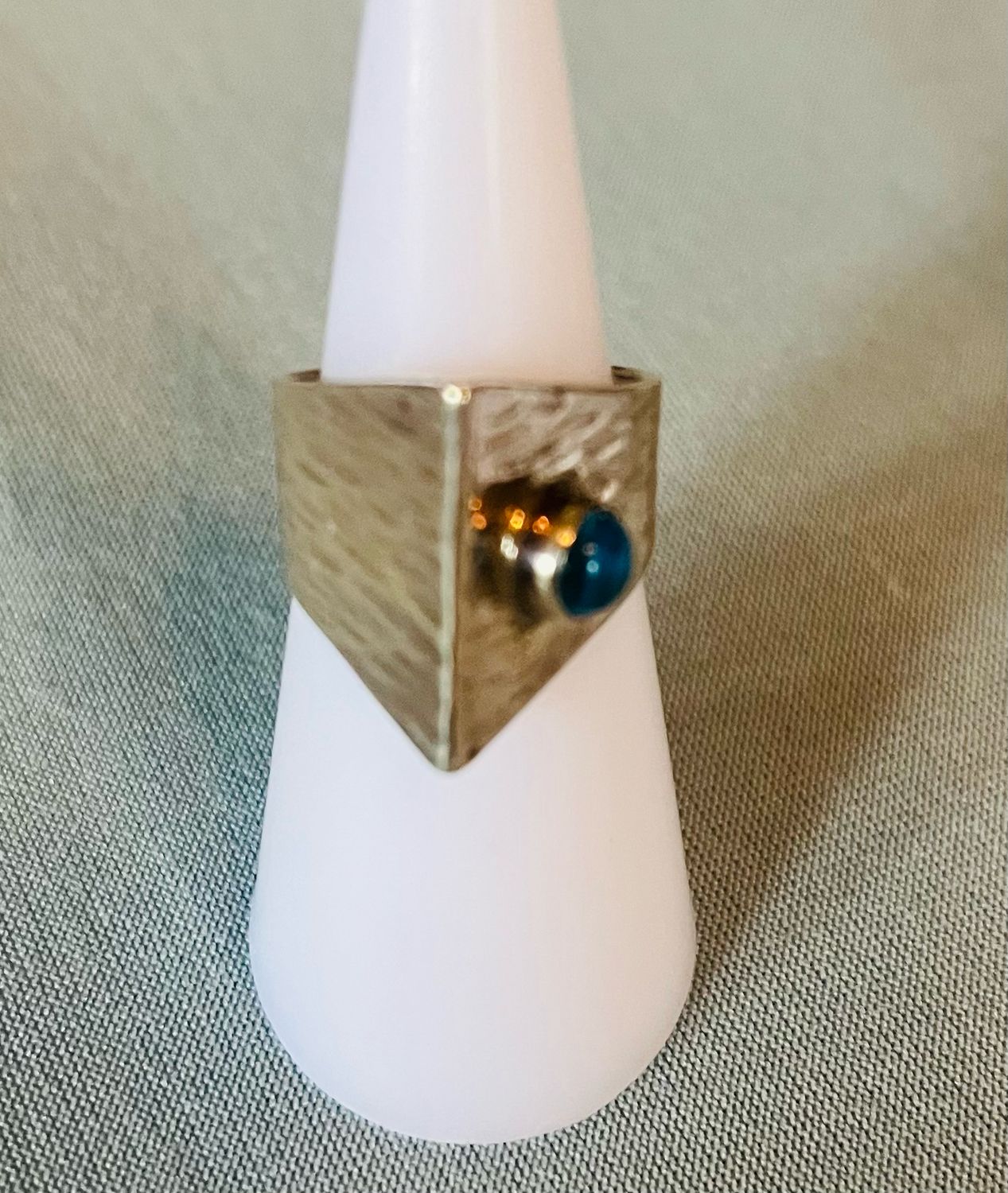 One Blue Topaz Conical Ring Size 6