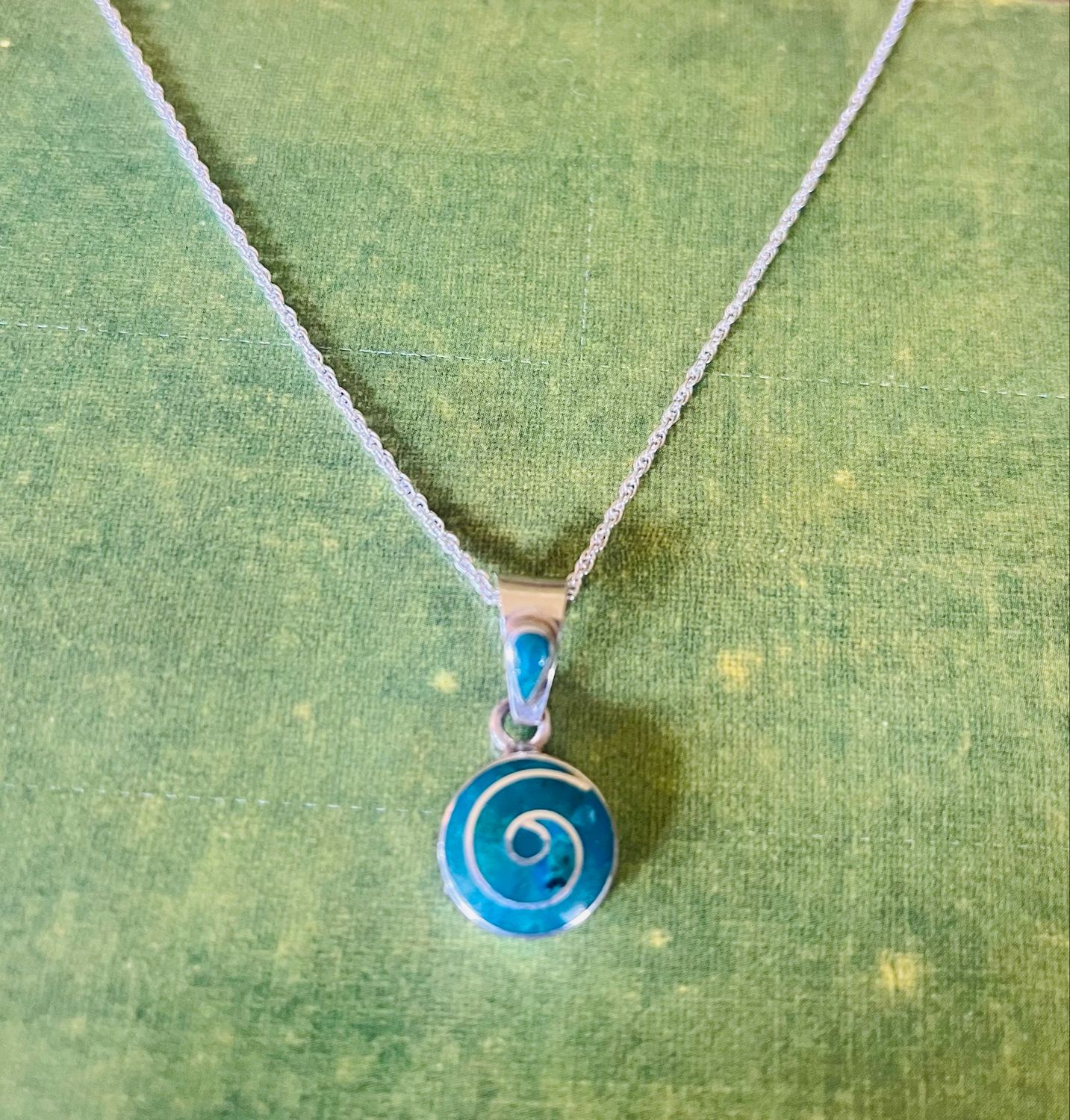 Turquoise Small Spirals Circle Necklace