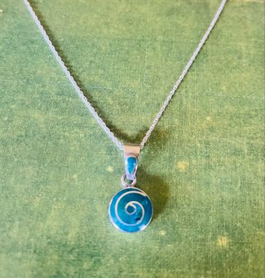 Turquoise Small Spirals Circle Necklace