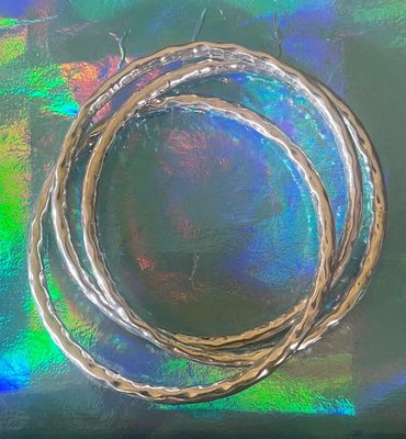 3 Intertwined Hammered Bangles