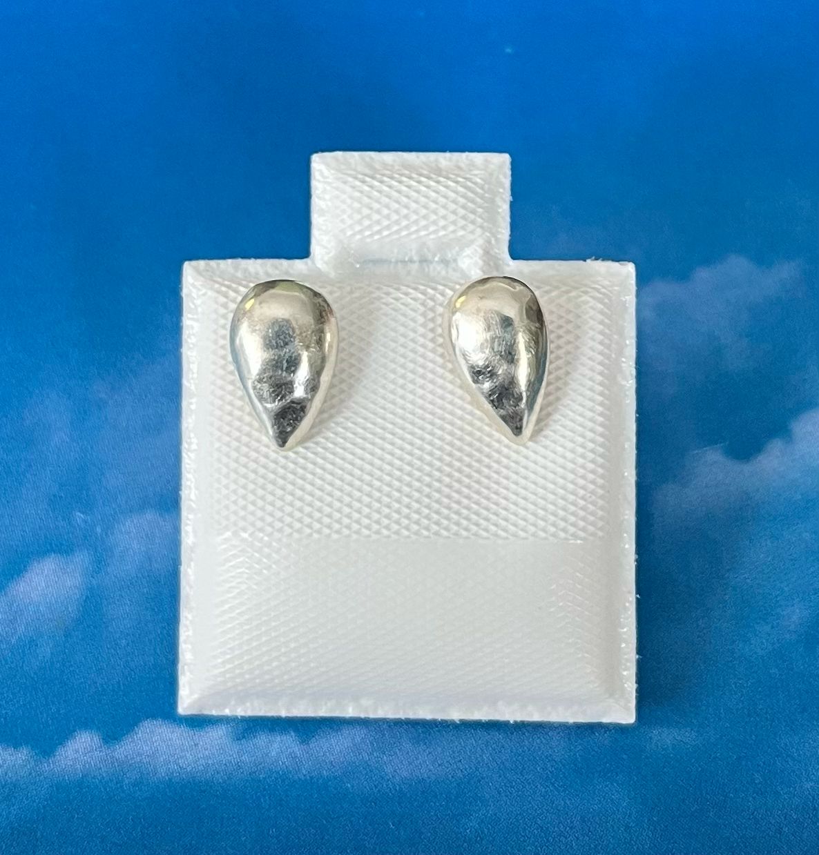 Tiny Hammered Post Teardrop Earrings