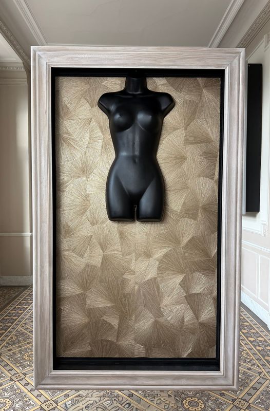 Écrin or/ moulure chêne patine blanche