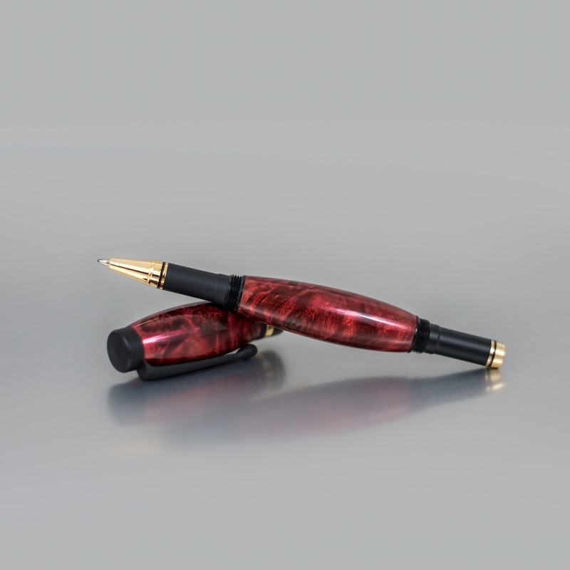 Executive Rollerball Pen - Blood Red Buckeye Burl Wood
