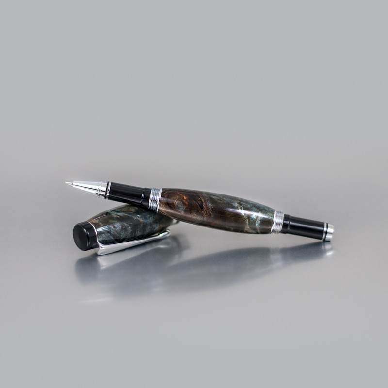 Executive Rollerball Pen - Urban Denim Buckeye Burl Wood