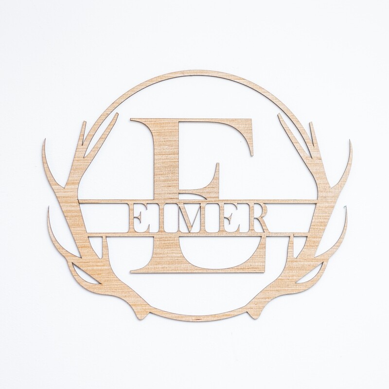Antler - Split Monogram Wall or Door Sign - Personalized