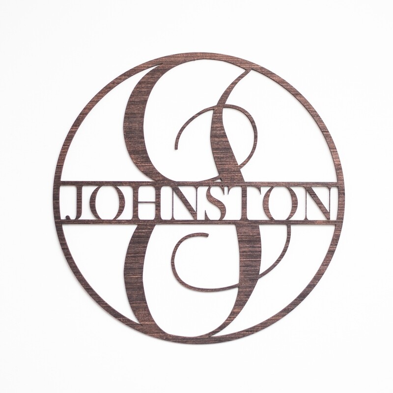 Classic Circle - Split Monogram Wall or Door Sign - Personalized