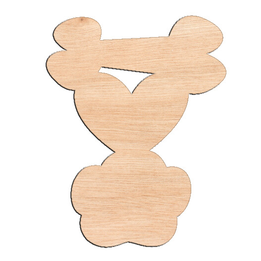 Bone Heart Paw - Raw Wood Cutout