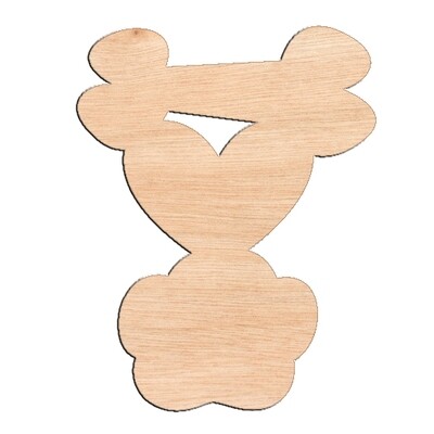 Bone Heart Paw - Raw Wood Cutout