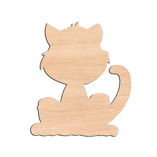 Cat - Raw Wood Cutout