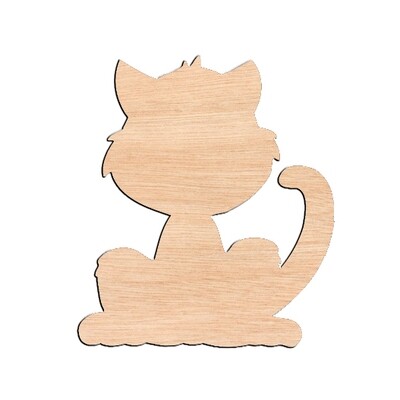 Cat - Raw Wood Cutout