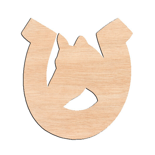 Horse in Horseshoe - Raw Wood Cutout
