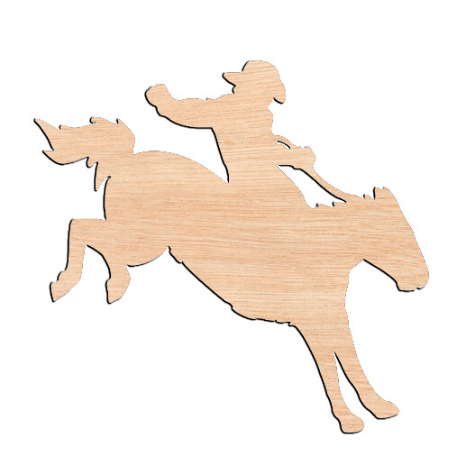Horse with Rider - Raw Wood Cutout