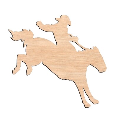 Horse with Rider - Raw Wood Cutout