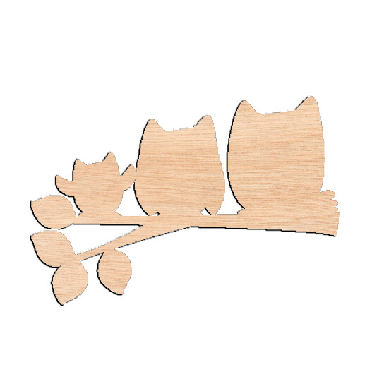 Owl Family - Raw Wood Cutout